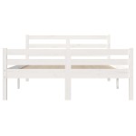 vidaXL Cadru de pat dublu, alb, 135x190 cm, lemn masiv