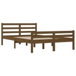 vidaXL Cadru de pat dublu, maro miere, 135x190 cm, lemn masiv