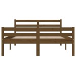 vidaXL Cadru de pat dublu, maro miere, 135x190 cm, lemn masiv