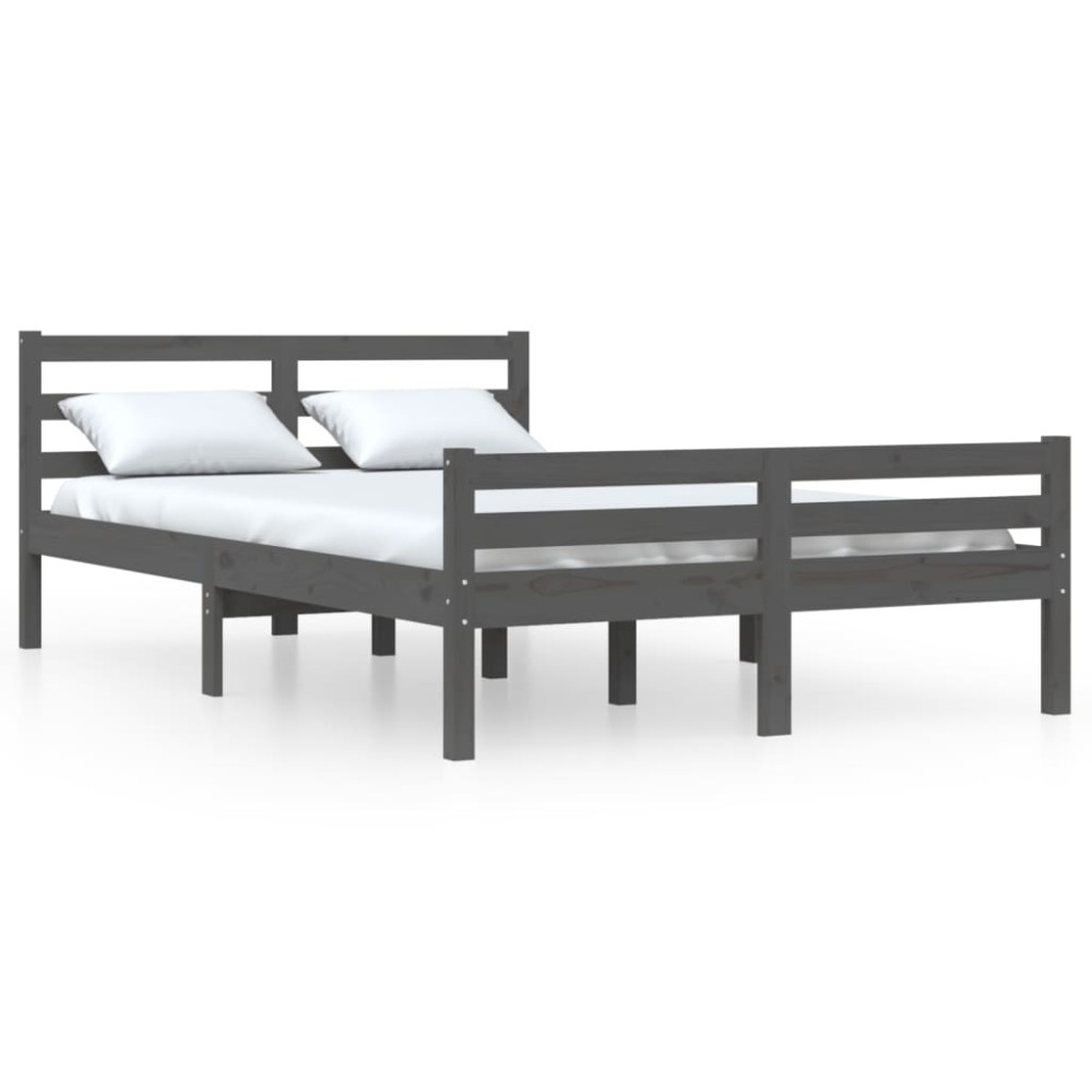 vidaXL Cadru de pat King Size, gri, 150x200 cm, lemn masiv