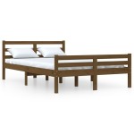 vidaXL Cadru de pat King Size, maro miere, 150x200 cm, lemn masiv vidaXL Cadru de pat King Size, maro miere, 150x200 cm, lemn masiv