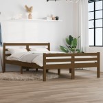 vidaXL Cadru de pat King Size, maro miere, 150x200 cm, lemn masiv vidaXL Cadru de pat King Size, maro miere, 150x200 cm, lemn masiv