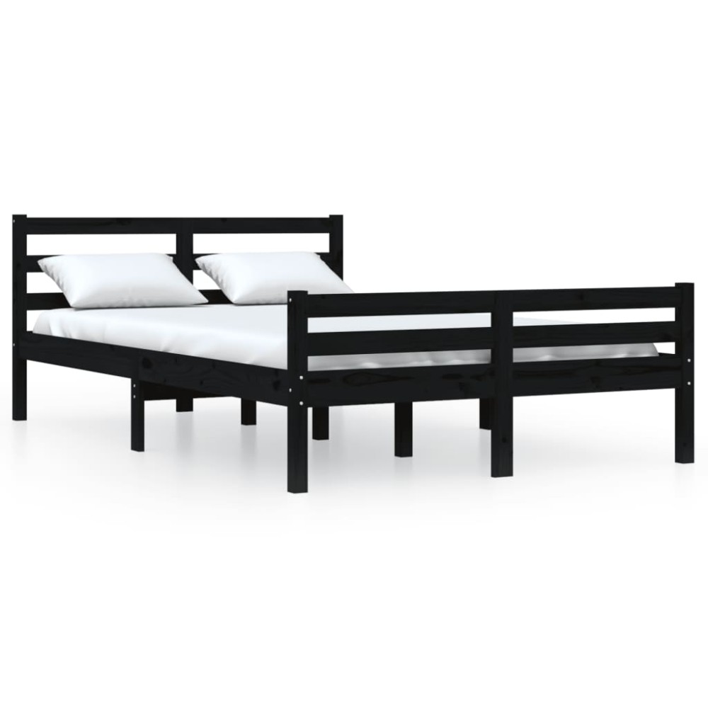 vidaXL Cadru de pat King Size, negru, 150x200 cm, lemn masiv