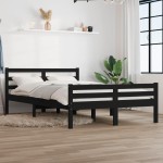 vidaXL Cadru de pat King Size, negru, 150x200 cm, lemn masiv vidaXL Cadru de pat King Size, negru, 150x200 cm, lemn masiv