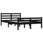 vidaXL Cadru de pat King Size, negru, 150x200 cm, lemn masiv vidaXL Cadru de pat King Size, negru, 150x200 cm, lemn masiv