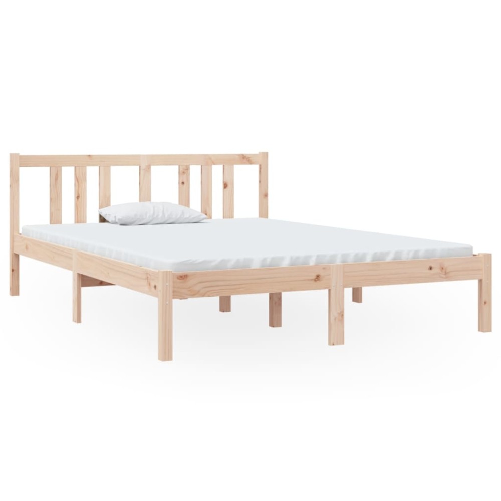 vidaXL Cadru de pat dublu, 135x190 cm, lemn masiv