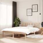 vidaXL Cadru de pat dublu, 135x190 cm, lemn masiv