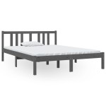 vidaXL Cadru de pat dublu, gri, 135x190 cm, lemn masiv