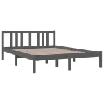 vidaXL Cadru de pat dublu, gri, 135x190 cm, lemn masiv