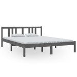 vidaXL Cadru de pat King Size, gri, 150x200 cm, lemn masiv vidaXL Cadru de pat King Size, gri, 150x200 cm, lemn masiv