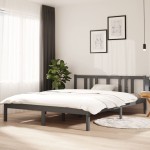 vidaXL Cadru de pat King Size, gri, 150x200 cm, lemn masiv vidaXL Cadru de pat King Size, gri, 150x200 cm, lemn masiv