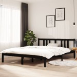 vidaXL Cadru de pat King Size, negru, 150x200 cm, lemn masiv vidaXL Cadru de pat King Size, negru, 150x200 cm, lemn masiv