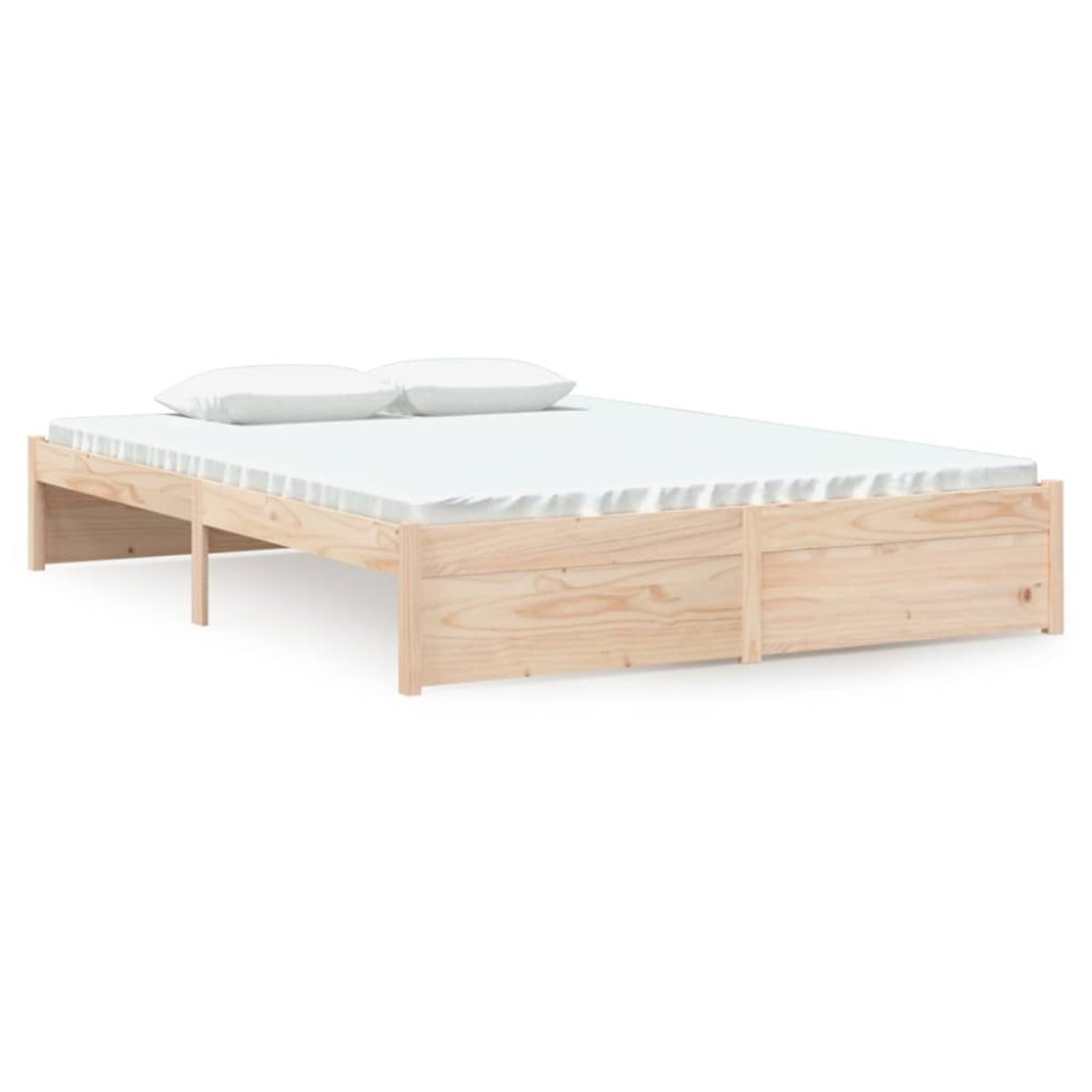 vidaXL Cadru de pat dublu, 135x190 cm, lemn masiv