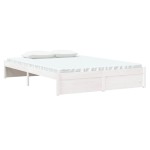 vidaXL Cadru de pat dublu, alb, 135x190 cm, lemn masiv