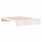 vidaXL Cadru de pat dublu, alb, 135x190 cm, lemn masiv