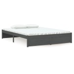 vidaXL Cadru de pat dublu, gri, 135x190 cm, lemn masiv
