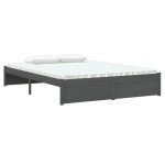 vidaXL Cadru de pat dublu, gri, 135x190 cm, lemn masiv