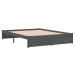 vidaXL Cadru de pat dublu, gri, 135x190 cm, lemn masiv