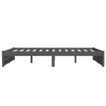 vidaXL Cadru de pat dublu, gri, 135x190 cm, lemn masiv