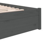 vidaXL Cadru de pat dublu, gri, 135x190 cm, lemn masiv