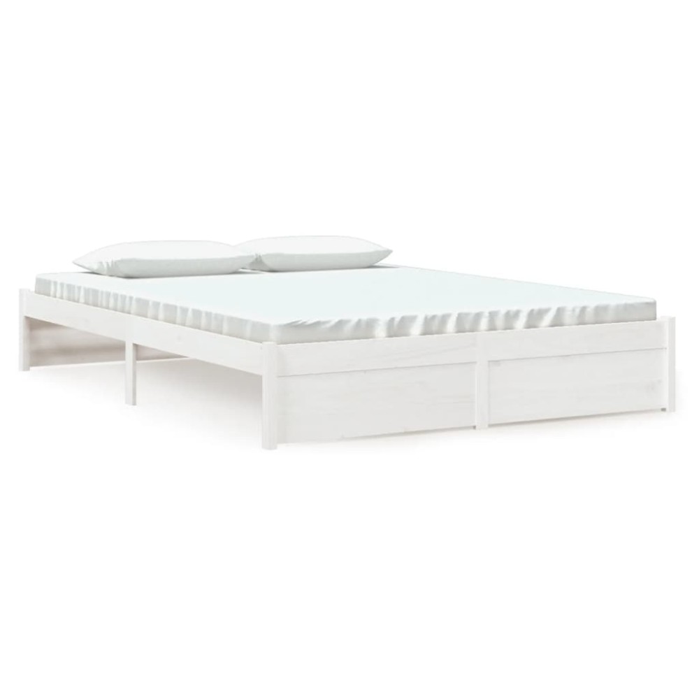 vidaXL Cadru de pat King Size, alb, 150x200 cm, lemn masiv