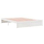 vidaXL Cadru de pat King Size, alb, 150x200 cm, lemn masiv vidaXL Cadru de pat King Size, alb, 150x200 cm, lemn masiv