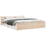 vidaXL Cadru de pat dublu, 135x190 cm, lemn masiv