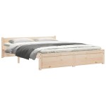 vidaXL Cadru de pat dublu, 135x190 cm, lemn masiv