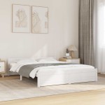 vidaXL Cadru de pat dublu, alb, 135x190 cm, lemn masiv