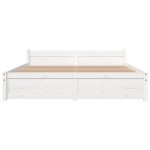 vidaXL Cadru de pat dublu, alb, 135x190 cm, lemn masiv