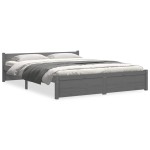 vidaXL Cadru de pat dublu, gri, 135x190 cm, lemn masiv