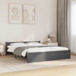 vidaXL Cadru de pat dublu, gri, 135x190 cm, lemn masiv
