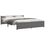 vidaXL Cadru de pat dublu, gri, 135x190 cm, lemn masiv