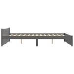 vidaXL Cadru de pat dublu, gri, 135x190 cm, lemn masiv