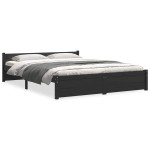 vidaXL Cadru de pat dublu, negru, 135x190 cm, lemn masiv vidaXL Cadru de pat dublu, negru, 135x190 cm, lemn masiv