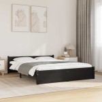 vidaXL Cadru de pat dublu, negru, 135x190 cm, lemn masiv vidaXL Cadru de pat dublu, negru, 135x190 cm, lemn masiv