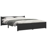 vidaXL Cadru de pat dublu, negru, 135x190 cm, lemn masiv vidaXL Cadru de pat dublu, negru, 135x190 cm, lemn masiv