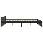 vidaXL Cadru de pat dublu, negru, 135x190 cm, lemn masiv vidaXL Cadru de pat dublu, negru, 135x190 cm, lemn masiv