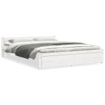 vidaXL Cadru de pat King Size, alb, 150x200 cm, lemn masiv vidaXL Cadru de pat King Size, alb, 150x200 cm, lemn masiv