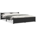 vidaXL Cadru de pat King Size, negru, 150x200 cm, lemn masiv vidaXL Cadru de pat King Size, negru, 150x200 cm, lemn masiv
