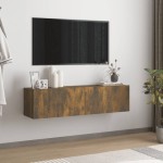 vidaXL Comodă TV de perete stejar afumat 120x30x30 cm lemn compozit vidaXL Comodă TV de perete stejar afumat 120x30x30 cm lemn compozit