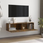 vidaXL Comodă TV de perete stejar afumat 120x30x30 cm lemn compozit vidaXL Comodă TV de perete stejar afumat 120x30x30 cm lemn compozit