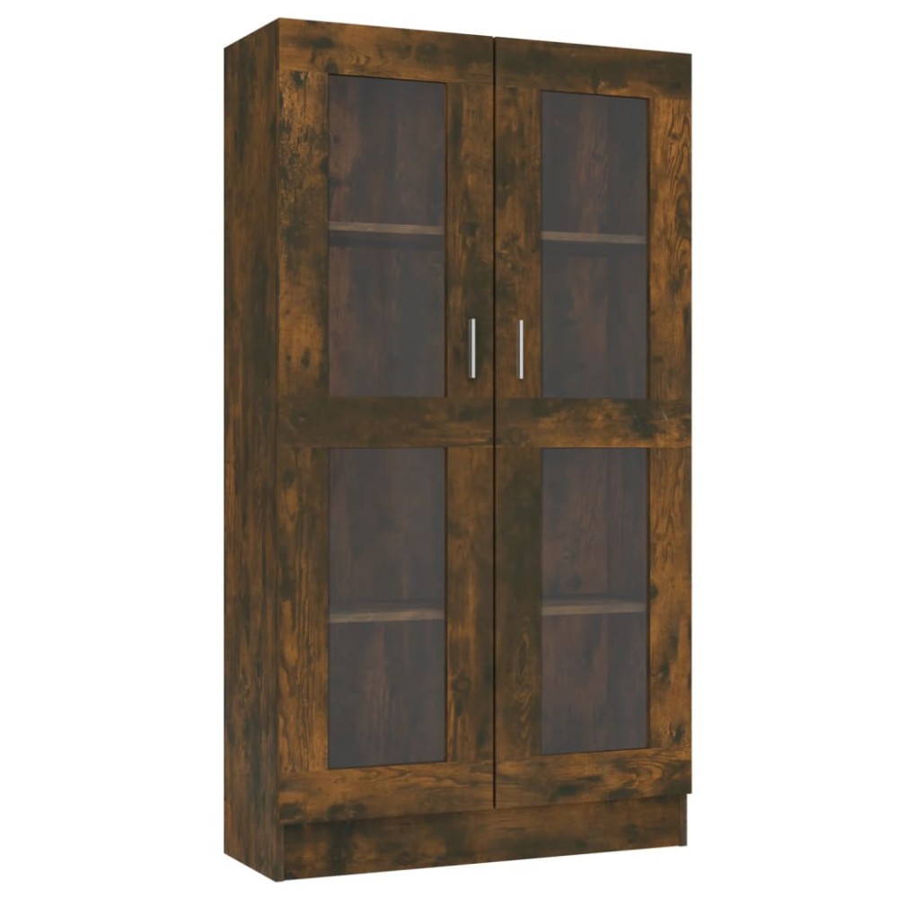 vidaXL Dulap vitrină, stejar fumuriu, 82,5x30,5x150 cm, lemn prelucrat