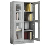 vidaXL Dulap vitrină, gri sonoma, 82,5x30,5x150 cm, lemn prelucrat