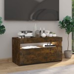 vidaXL Comodă TV cu lumini LED, stejar fumuriu, 75x35x40 cm