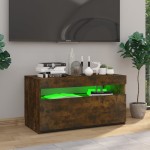 vidaXL Comodă TV cu lumini LED, stejar fumuriu, 75x35x40 cm