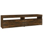vidaXL Comodă TV cu lumini LED, 2 buc., stejar afumat, 75x35x40 cm vidaXL Comodă TV cu lumini LED, 2 buc., stejar afumat, 75x35x40 cm