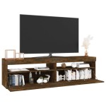 vidaXL Comodă TV cu lumini LED, 2 buc., stejar afumat, 75x35x40 cm vidaXL Comodă TV cu lumini LED, 2 buc., stejar afumat, 75x35x40 cm