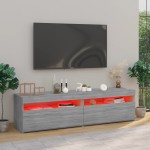 vidaXL Comodă TV cu lumini LED, 2 buc., Sonoma gri, 75x35x40 cm vidaXL Comodă TV cu lumini LED, 2 buc., Sonoma gri, 75x35x40 cm