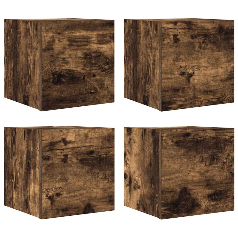 vidaXL Comode TV montaj pe perete 4 buc. stejar fumuriu 30,5x30x30 cm